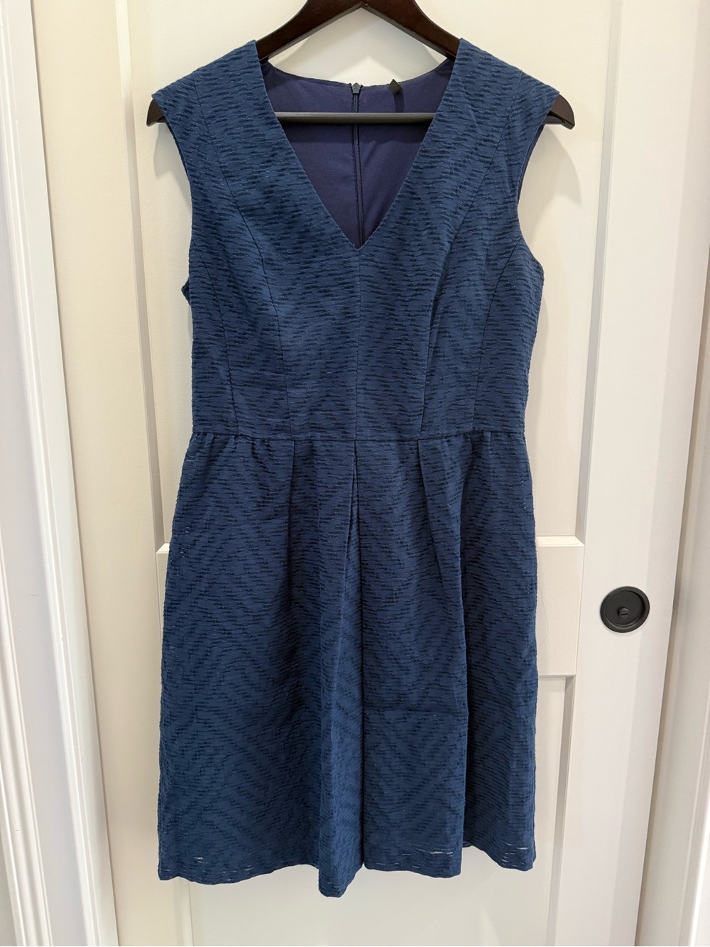 United Colors Of Benetton Navy Blue Textured V-Neck Sleeveless Dress